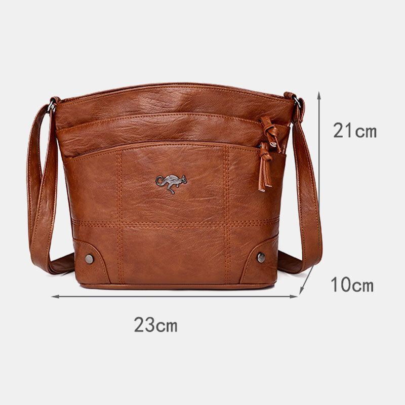 Naiset Pu Nahka Suuri Kapasiteetti Retro 6.3 Tuuman Monitaskuinen Puhelinlaukku Pehmeä Crossbody Laukut Olkalaukku