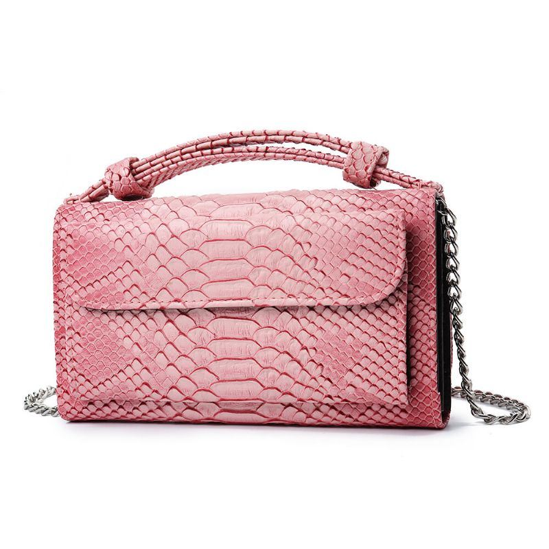 Naiset Snake Skin Aito Nahkaketju Olkalaukku Crossbody Laukku Käsilaukku Pitkä Lompakko