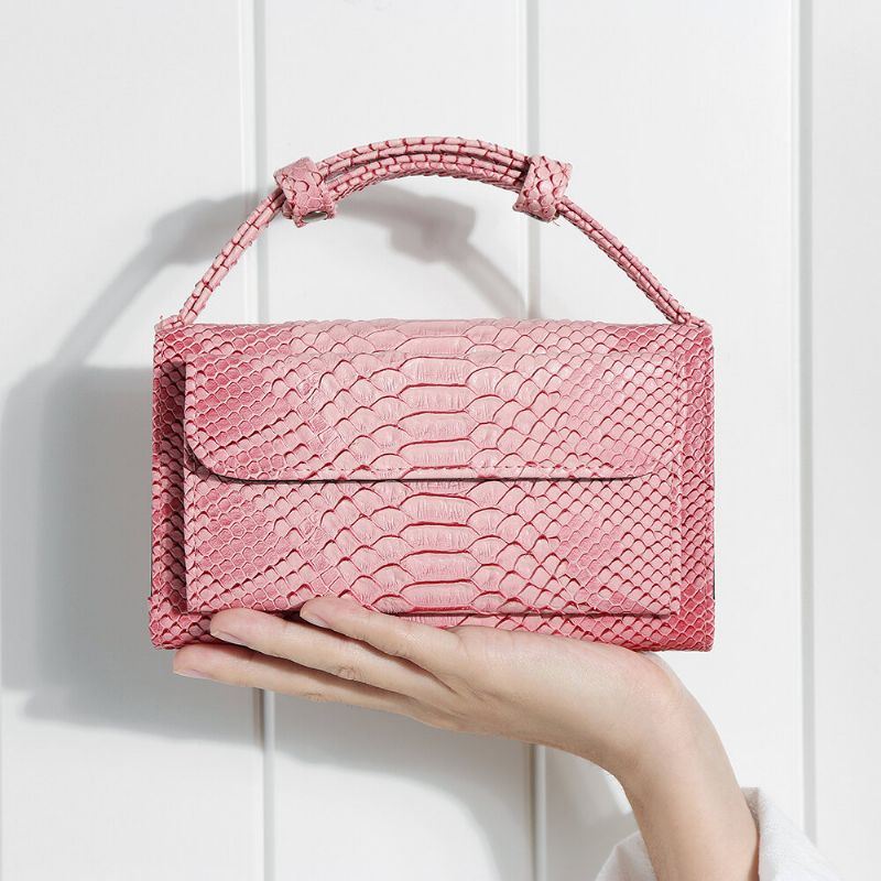 Naiset Snake Skin Aito Nahkaketju Olkalaukku Crossbody Laukku Käsilaukku Pitkä Lompakko