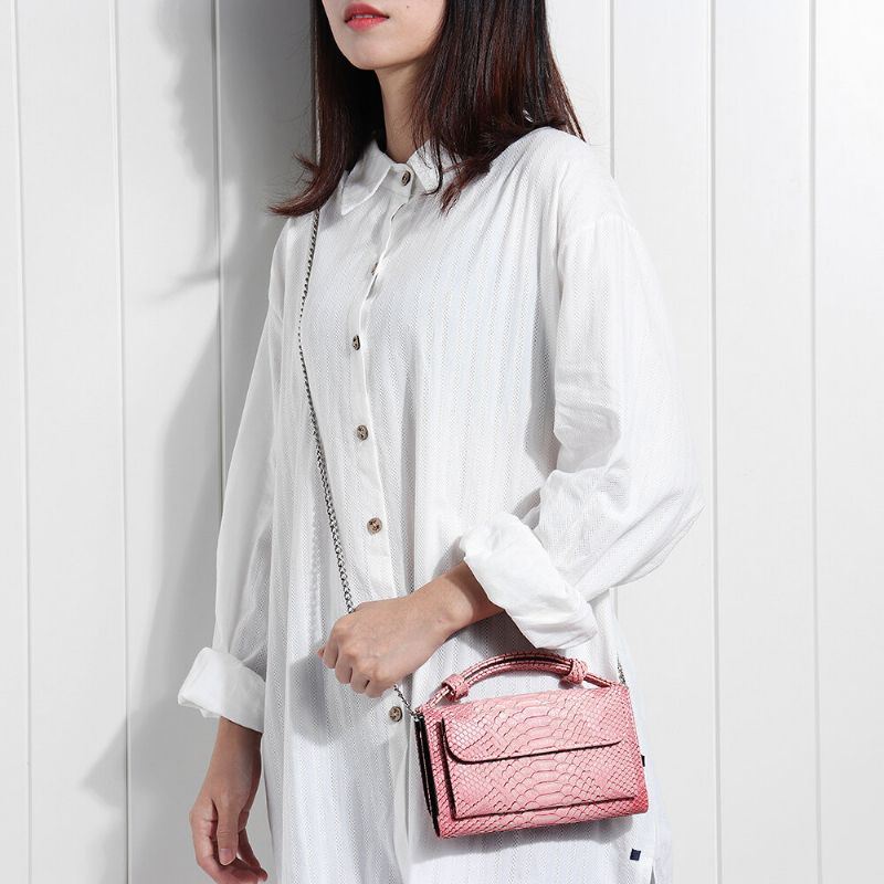 Naiset Snake Skin Aito Nahkaketju Olkalaukku Crossbody Laukku Käsilaukku Pitkä Lompakko