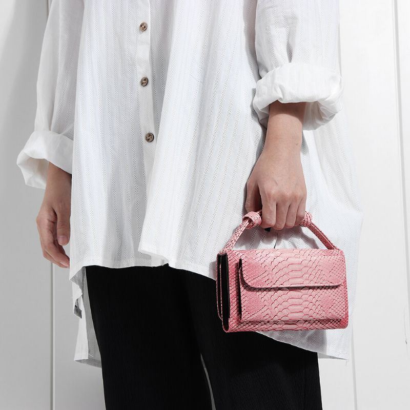 Naiset Snake Skin Aito Nahkaketju Olkalaukku Crossbody Laukku Käsilaukku Pitkä Lompakko