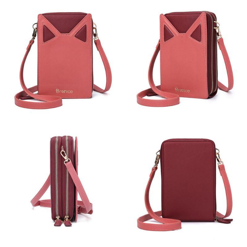 Naiset Söpöt Kissan Korvat Korttipaikat Puhelinlaukku Crossbody Bag