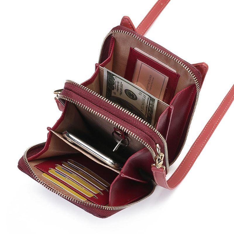 Naiset Söpöt Kissan Korvat Korttipaikat Puhelinlaukku Crossbody Bag