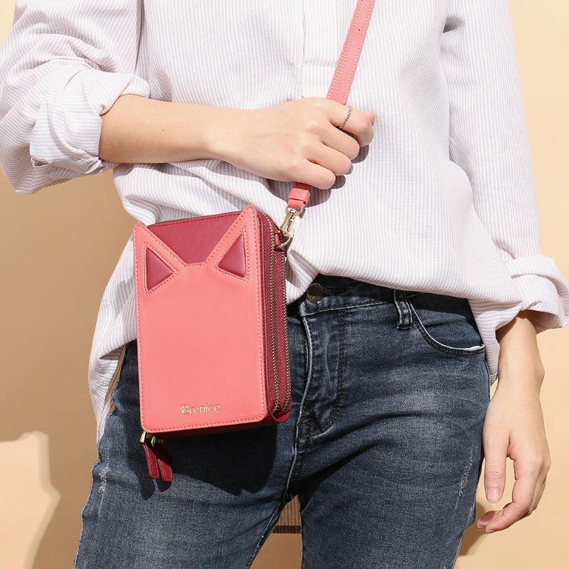 Naiset Söpöt Kissan Korvat Korttipaikat Puhelinlaukku Crossbody Bag