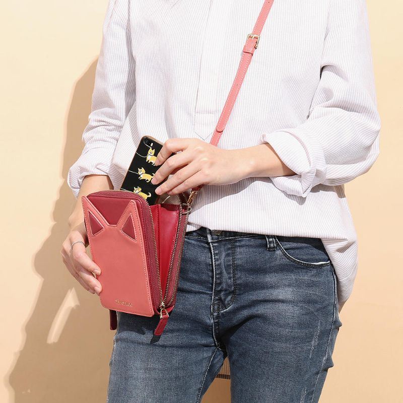 Naiset Söpöt Kissan Korvat Korttipaikat Puhelinlaukku Crossbody Bag