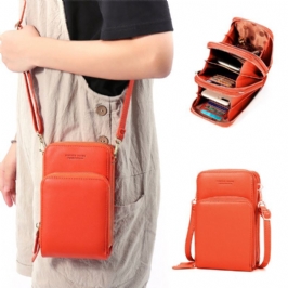 Naiset Solid Faux Nahka Muti-pocket Kytkimet Laukku Korttilaukku Puhelinlaukku Crossbody Laukku Suuri Kapasiteetti