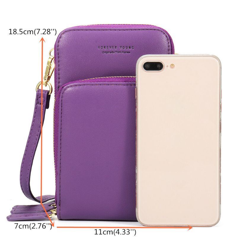Naiset Solid Faux Nahka Muti-pocket Kytkimet Laukku Korttilaukku Puhelinlaukku Crossbody Laukku Suuri Kapasiteetti