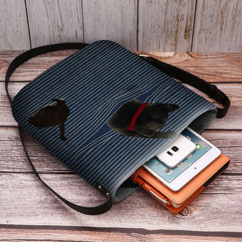 Naiset Tuntuvat Söpöiltä Rento Sarjakuva Cat Stripes -kuvioinen Crossbody Laukku Olkalaukku
