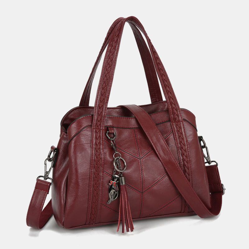 Naiset Useita Taskuja Useita Lokeroita Tupsu Crossbody Laukku Retro Suuri Tilavuus Kangas Olkalaukku Käsilaukku