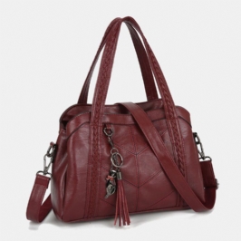 Naiset Useita Taskuja Useita Lokeroita Tupsu Crossbody Laukku Retro Suuri Tilavuus Kangas Olkalaukku Käsilaukku
