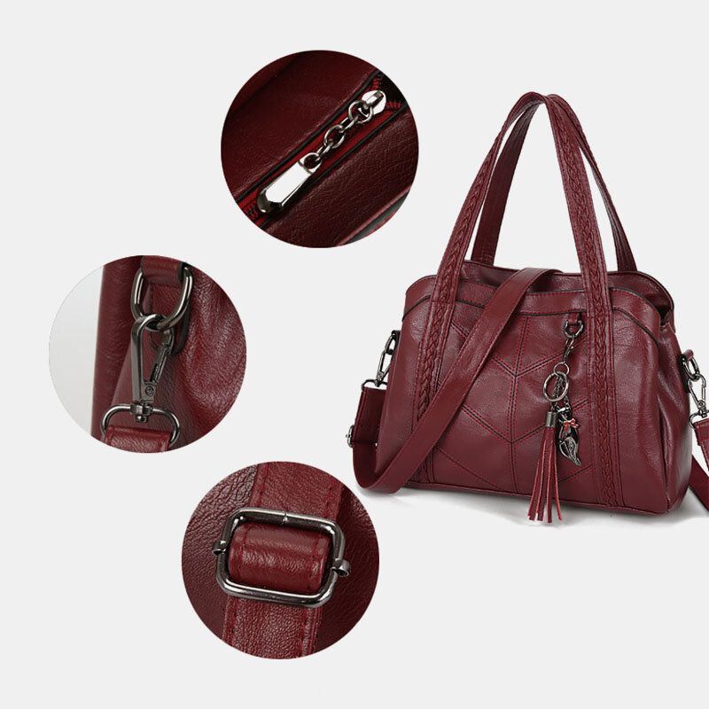 Naiset Useita Taskuja Useita Lokeroita Tupsu Crossbody Laukku Retro Suuri Tilavuus Kangas Olkalaukku Käsilaukku