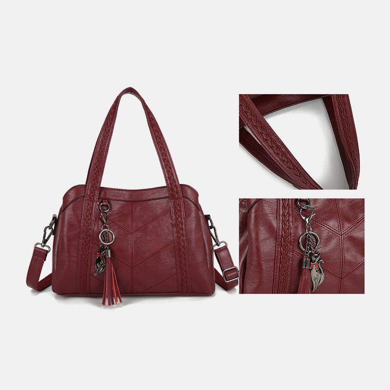 Naiset Useita Taskuja Useita Lokeroita Tupsu Crossbody Laukku Retro Suuri Tilavuus Kangas Olkalaukku Käsilaukku