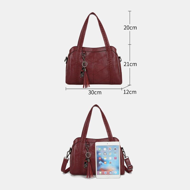 Naiset Useita Taskuja Useita Lokeroita Tupsu Crossbody Laukku Retro Suuri Tilavuus Kangas Olkalaukku Käsilaukku