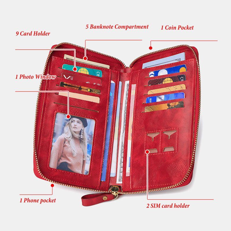 Naiset Varkaudenesto Monitoimi Tupsu Decor Crossbody Laukku Monikorttipaikka Lompakko Kytkinlaukku Puhelinlaukku