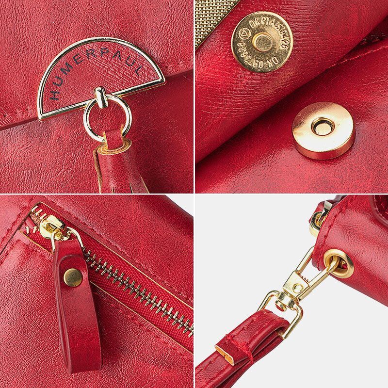 Naiset Varkaudenesto Monitoimi Tupsu Decor Crossbody Laukku Monikorttipaikka Lompakko Kytkinlaukku Puhelinlaukku