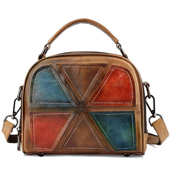 Naiset Vintage Aito Nahka Käsintehty Harja Väri Käsilaukut Ommel Crossbody Laukut