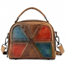 Naiset Vintage Aito Nahka Käsintehty Harja Väri Käsilaukut Ommel Crossbody Laukut