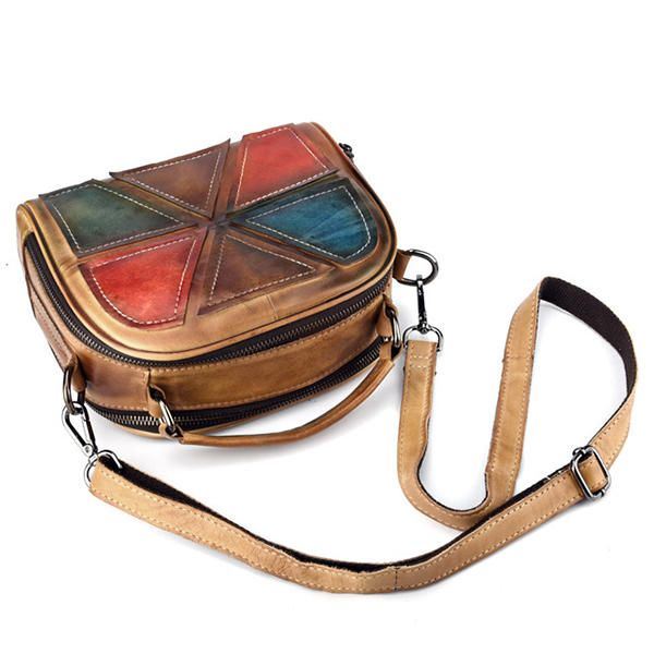 Naiset Vintage Aito Nahka Käsintehty Harja Väri Käsilaukut Ommel Crossbody Laukut