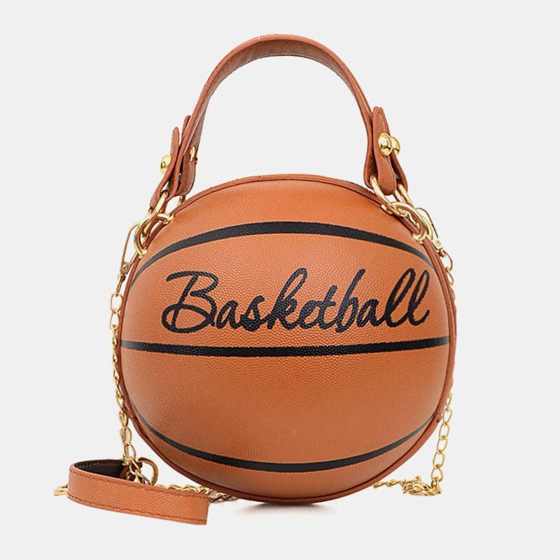 Naisten Ainutlaatuinen Muotoilu Koripallo Jalkapallo Look Mini Pyöreä Laukku Hangbag Muoti Säädettävä Olkalaukku Cross Body Bag