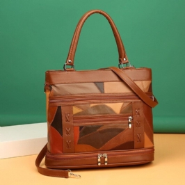 Naisten Aito Nahka Geometrinen Kuviointi Värit Vastaavat Vintage Isokokoiset Käsilaukut Olkalaukut Crossbody Laukut