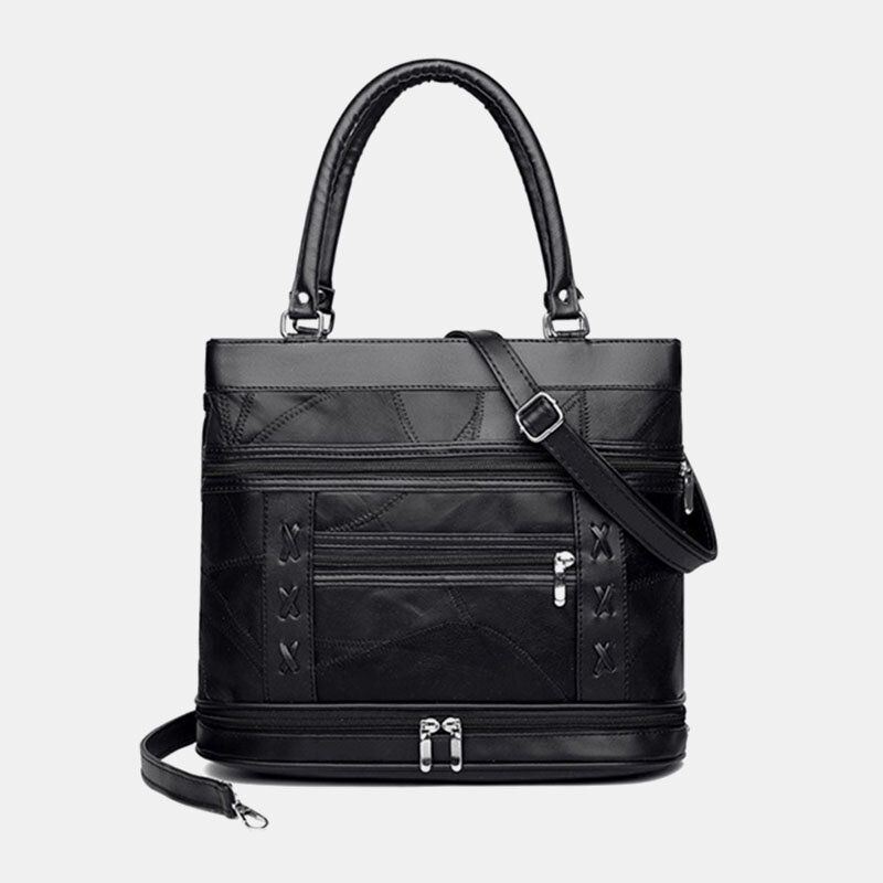 Naisten Aito Nahka Geometrinen Kuviointi Värit Vastaavat Vintage Isokokoiset Käsilaukut Olkalaukut Crossbody Laukut