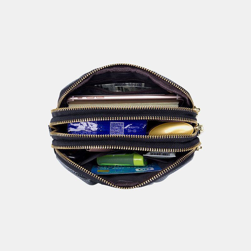 Naisten Aitoa Nahkaa 3 Vetoketjullinen Tasku Taitettava Crossbody-laukku