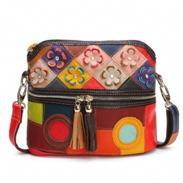 Naisten Aitoa Nahkaa Kukkainen Crossbody-laukku Vintage-laukku