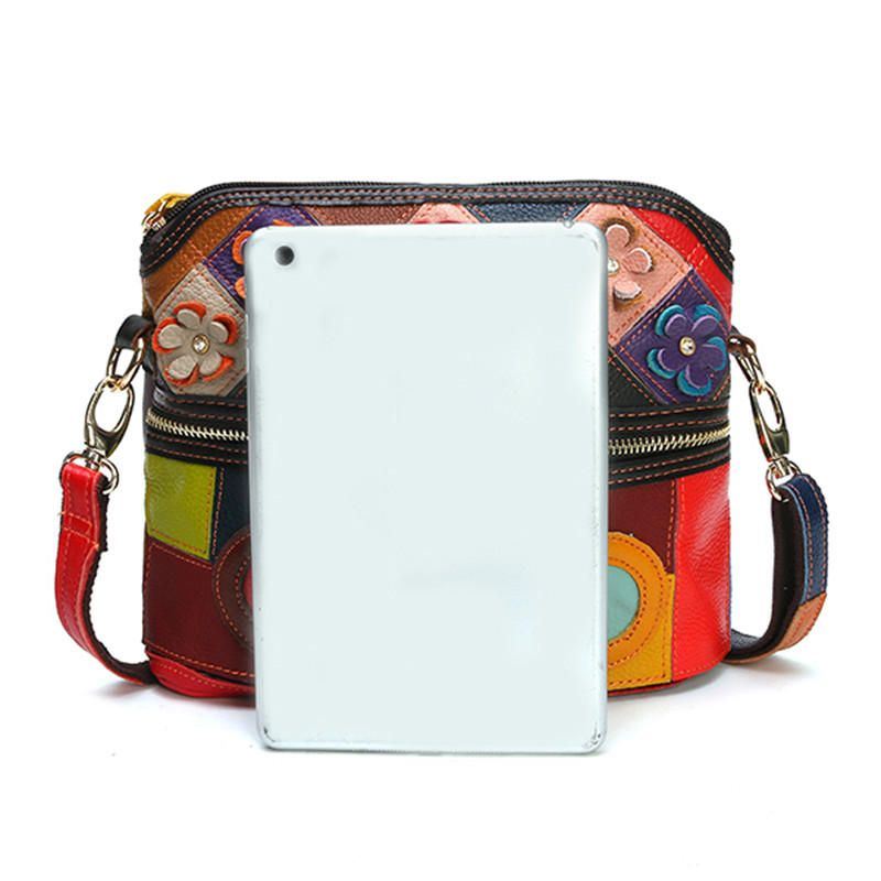 Naisten Aitoa Nahkaa Kukkainen Crossbody-laukku Vintage-laukku