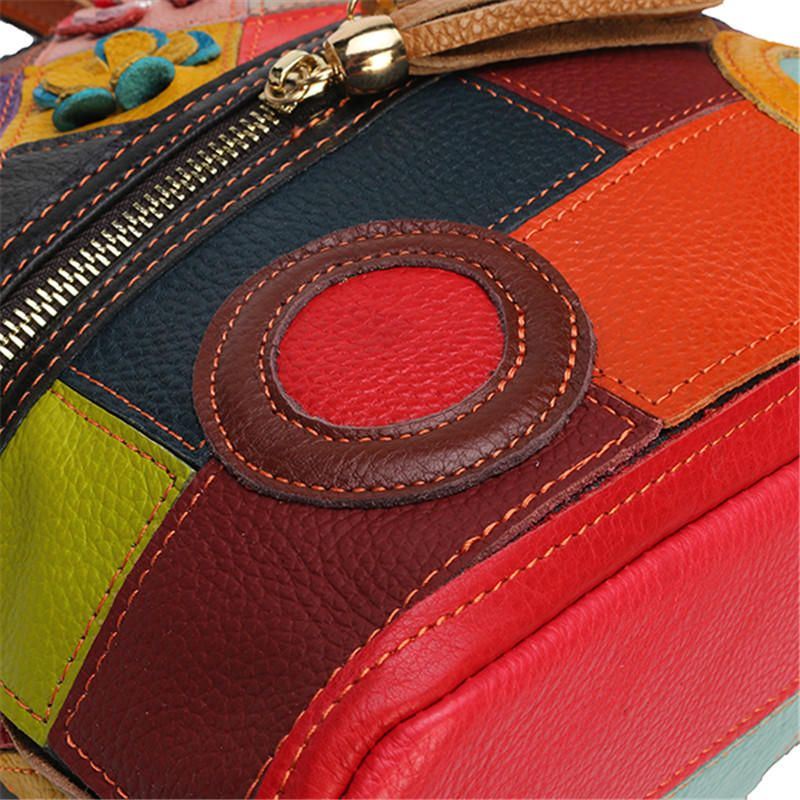 Naisten Aitoa Nahkaa Kukkainen Crossbody-laukku Vintage-laukku