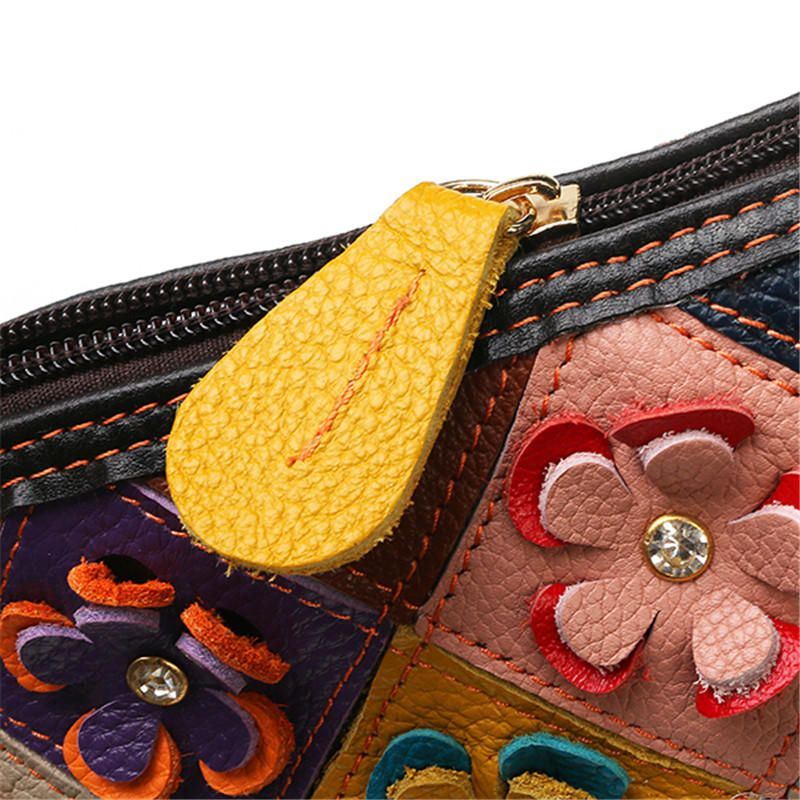 Naisten Aitoa Nahkaa Kukkainen Crossbody-laukku Vintage-laukku