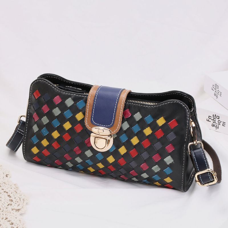Naisten Aitoa Nahkaa Oleva Patchwork Puhelinlaukku Crossbody Laukku Olkalaukku