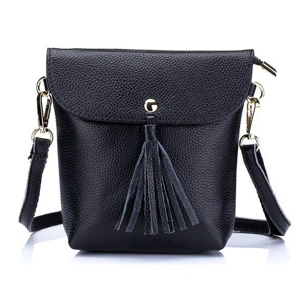 Naisten Aitoa Nahkaa Tupsut Miniolkalaukut Vintage Hasp Crossbody Laukut 5.5 Tuuman Puhelinlaukut