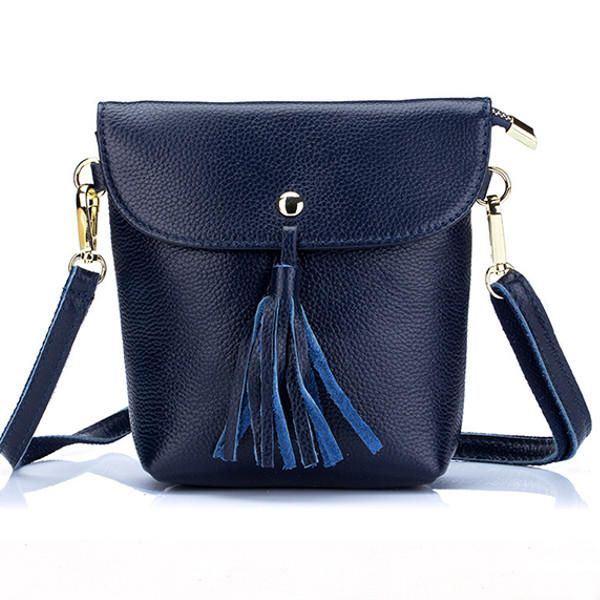 Naisten Aitoa Nahkaa Tupsut Miniolkalaukut Vintage Hasp Crossbody Laukut 5.5 Tuuman Puhelinlaukut