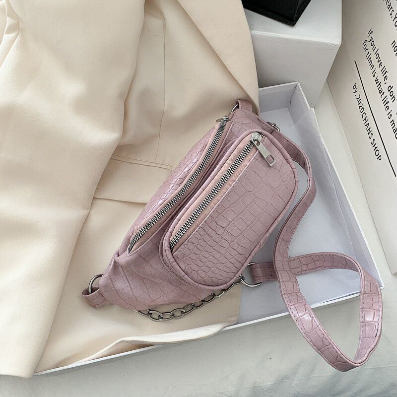 Naisten Alligaattori Croc Pattern -ketjut Multi-carry Vyö Rintalaukku Crossbody Laukku