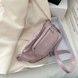 Naisten Alligaattori Croc Pattern -ketjut Multi-carry Vyö Rintalaukku Crossbody Laukku