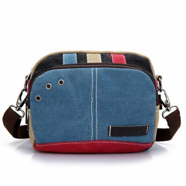 Naisten Canvas Crossbody Laukut Kontrasti Väri Rento Pienet Olkalaukut Olkalaukut