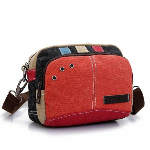 Naisten Canvas Crossbody Laukut Kontrasti Väri Rento Pienet Olkalaukut Olkalaukut
