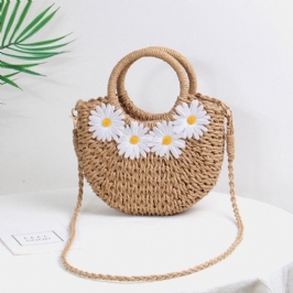 Naisten Daisy Travel Summer Beach Straw Käsilaukku Crossbody Bag Olkalaukku