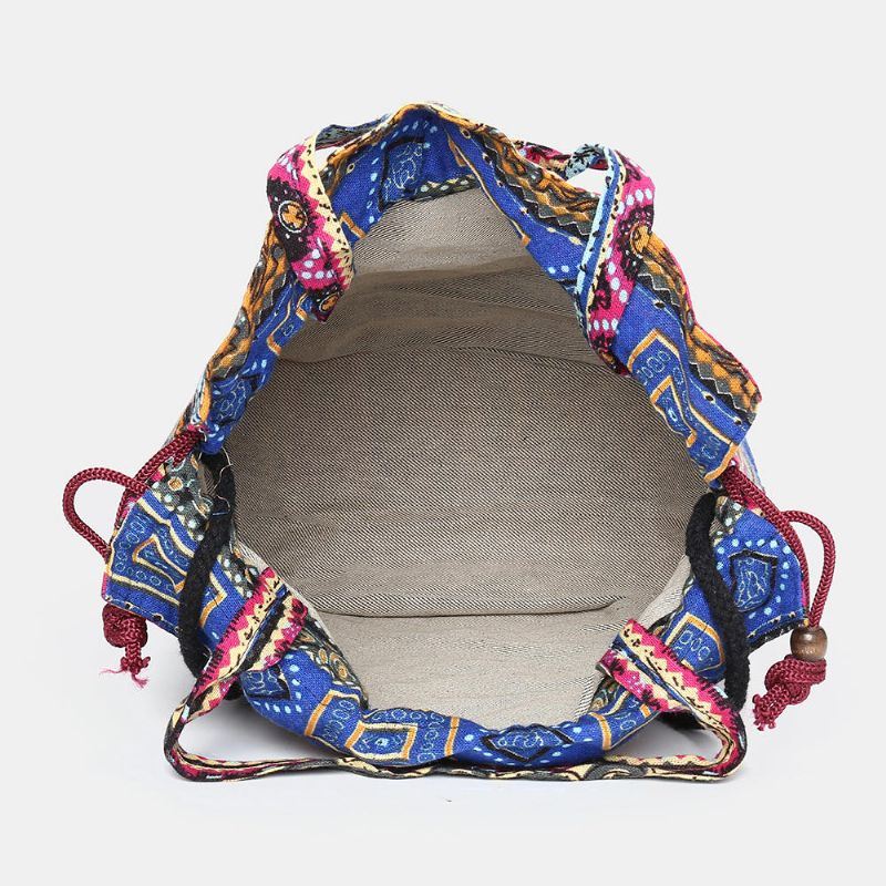 Naisten Etninen Canvas String Bucket Bag Crossbody Bag