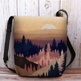 Naisten Huopa Naisten Mountain Treetop Pattern -kuvio Multi-carry Personality Olkalaukku Crossbody Laukku