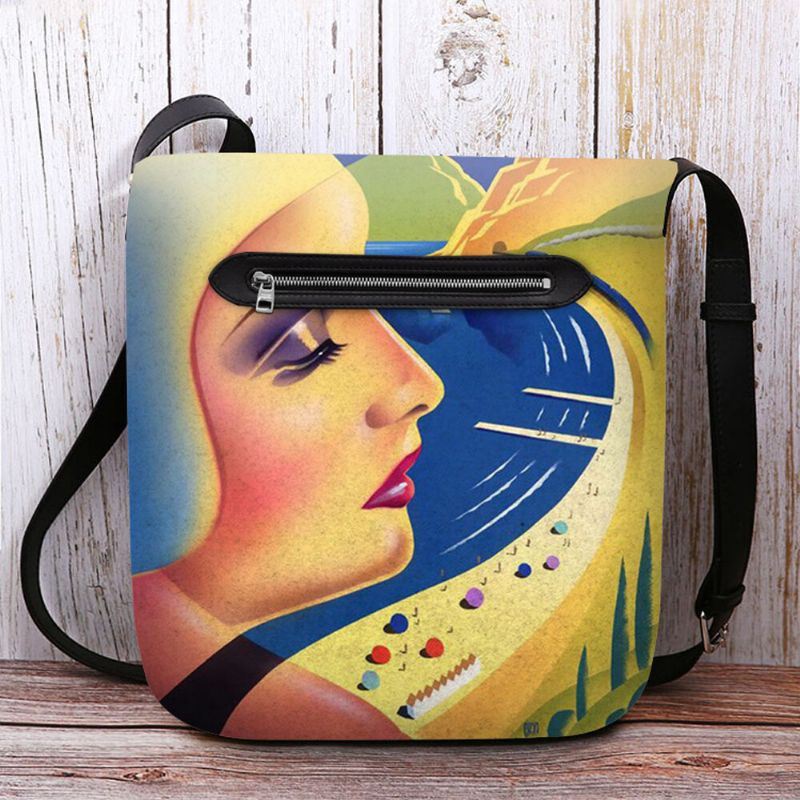 Naisten Huopataidemaalaus Sarjakuvafiguuriprintti Persoonallisuus Crossbody Laukku Olkalaukku