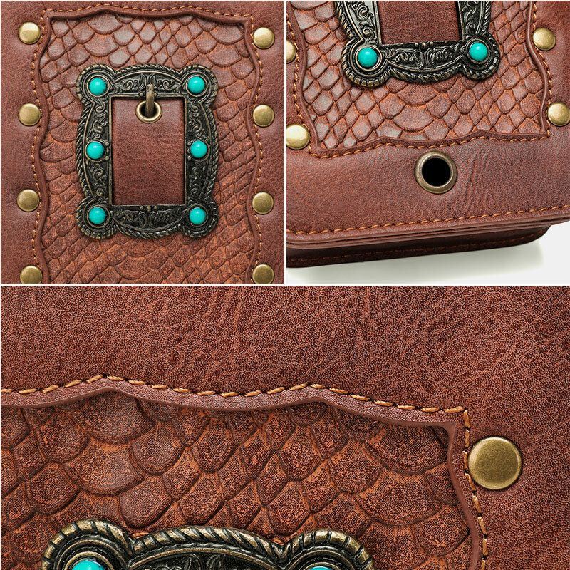 Naisten Irrotettava Olkahihna Hardware Niitti Decor Käärmekuvioinen Läppä Magneettinen Kiinnitys Design Crossbody Laukku Vyötärölaukku
