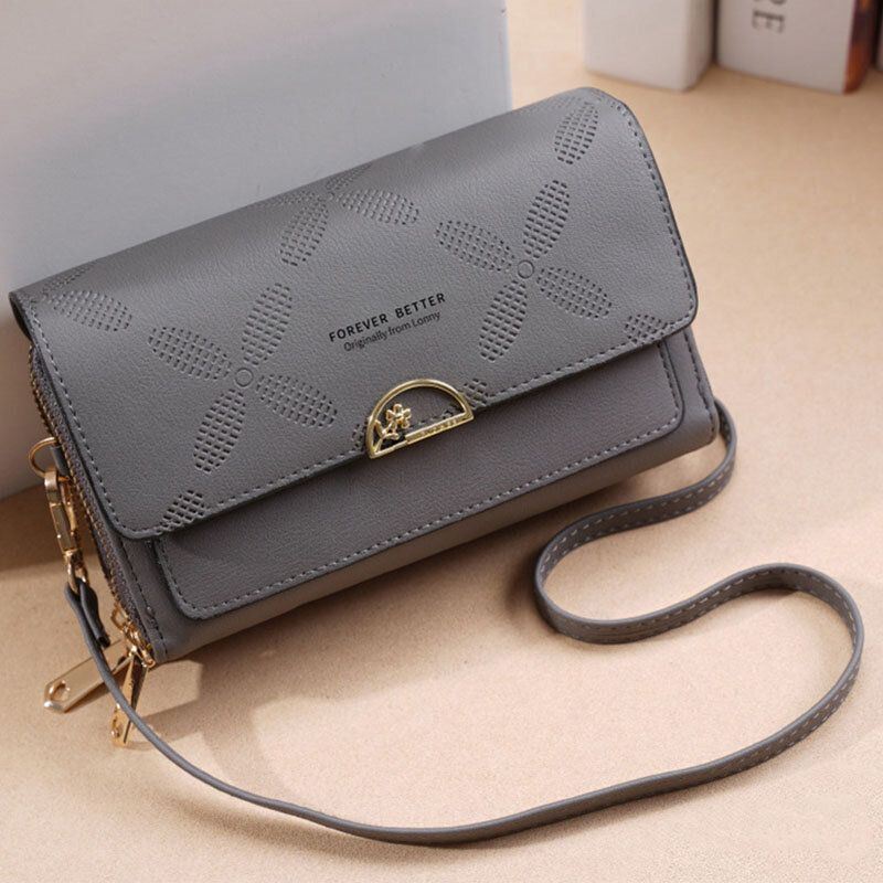 Naisten Keinonahkainen Muoti Monikäyttöinen Kukkakuvioinen Puhelinlaukku Crossbody Laukku