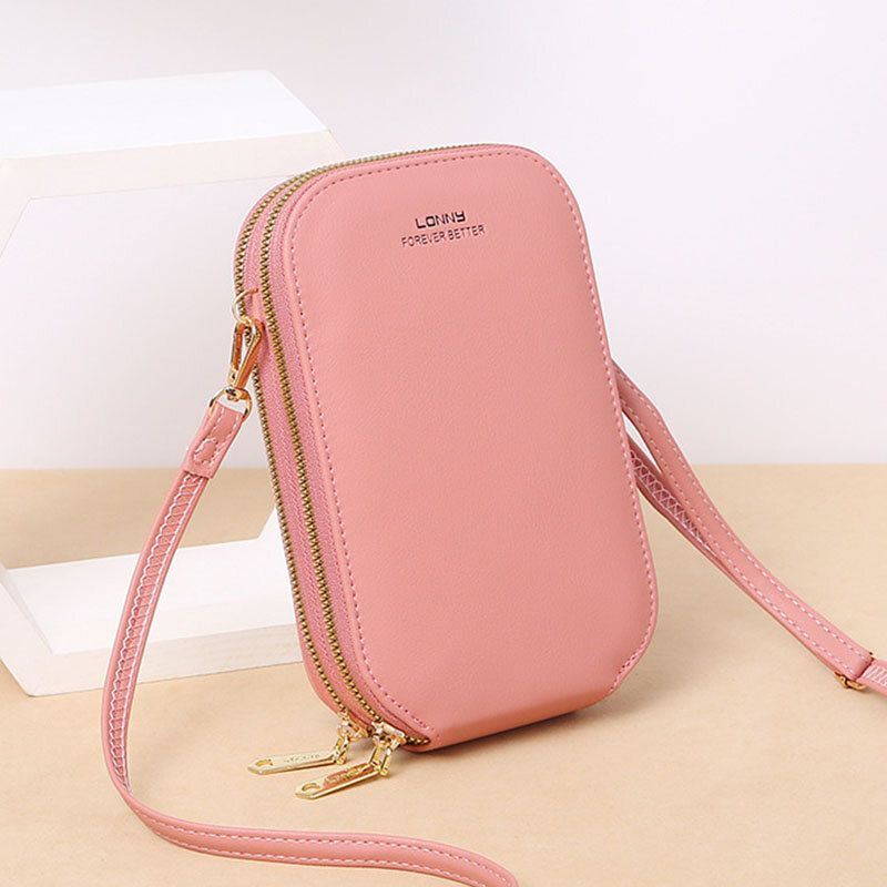 Naisten Keinonahkainen Muotikosketusnäyttö Mini Crossbody Bag Puhelinlaukku