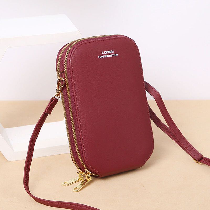 Naisten Keinonahkainen Muotikosketusnäyttö Mini Crossbody Bag Puhelinlaukku