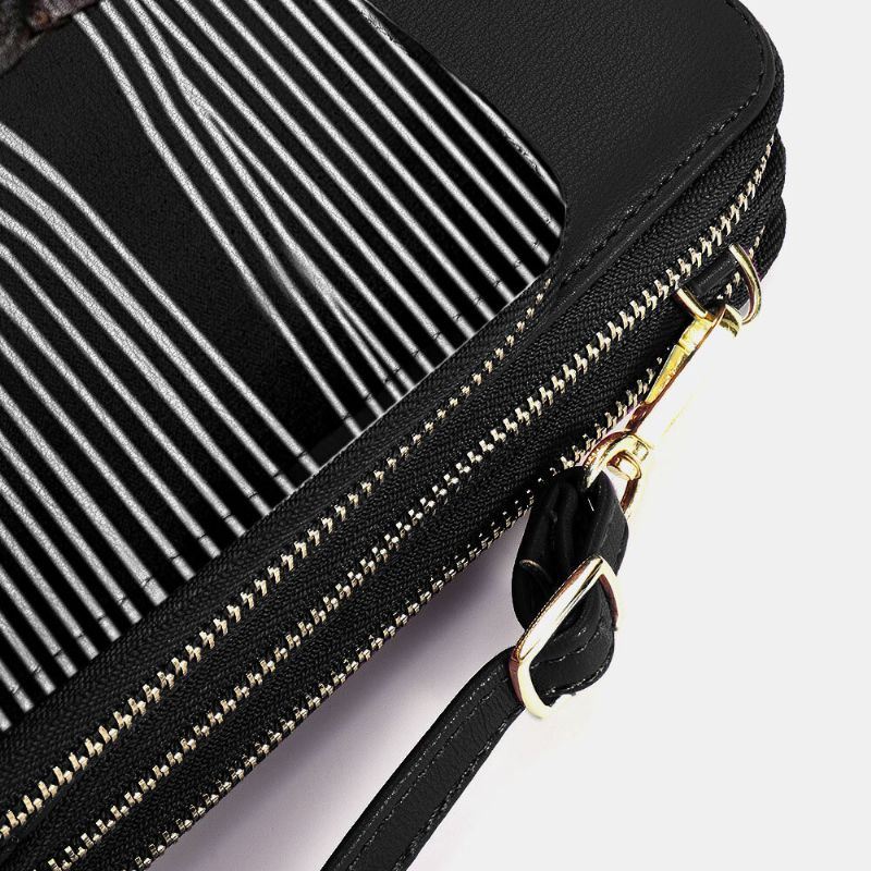 Naisten Keinonahkainen Rento Söpö Musta Kissa Ja Raidat Kuviollinen Säädettävä Olkalaukku Crossbody Laukku
