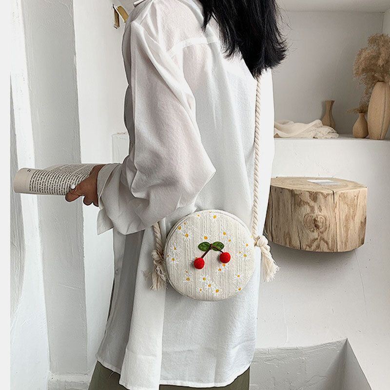 Naisten Kesäinen Kirsikkapilkullinen Pyöreä Olki Crossbody Laukku Olkalaukku