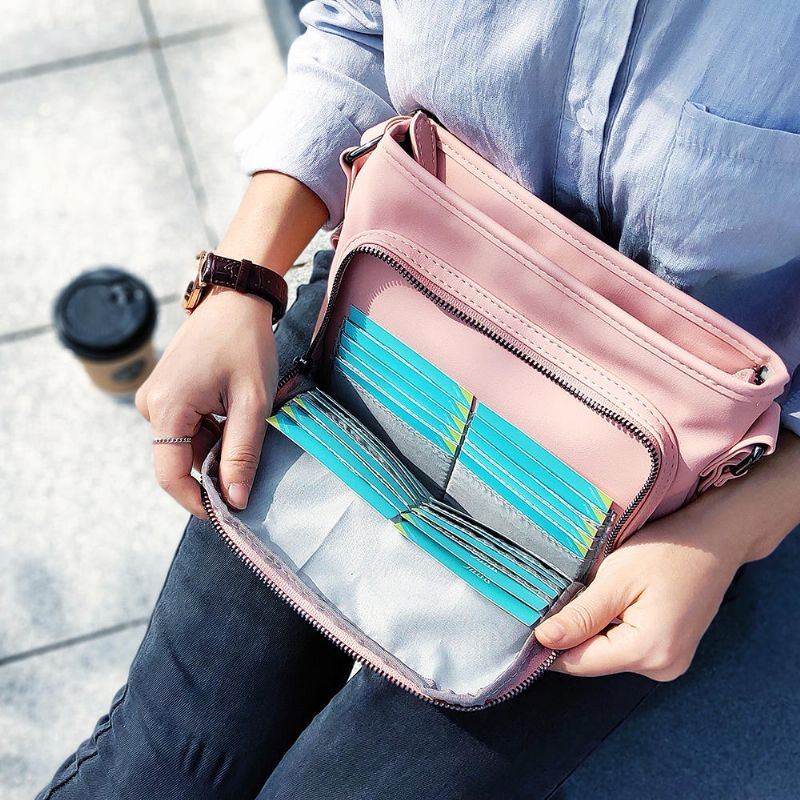 Naisten Kiinteä Monitoiminen Muti-korttipaikka 2 Kpl Crossbody Laukku Olkalaukku
