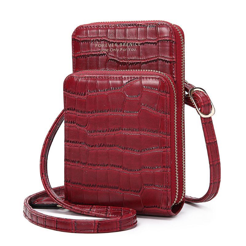 Naisten Krokotiilikuvioinen Monikorttilaukku Puhelinlaukku Crossbody-laukku
