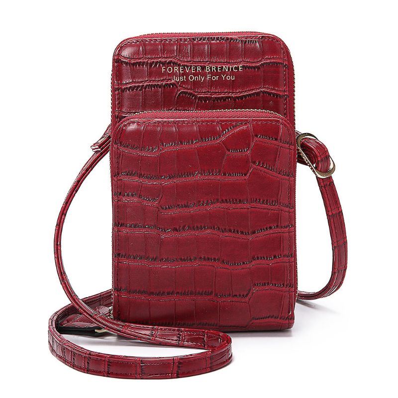 Naisten Krokotiilikuvioinen Monikorttilaukku Puhelinlaukku Crossbody-laukku